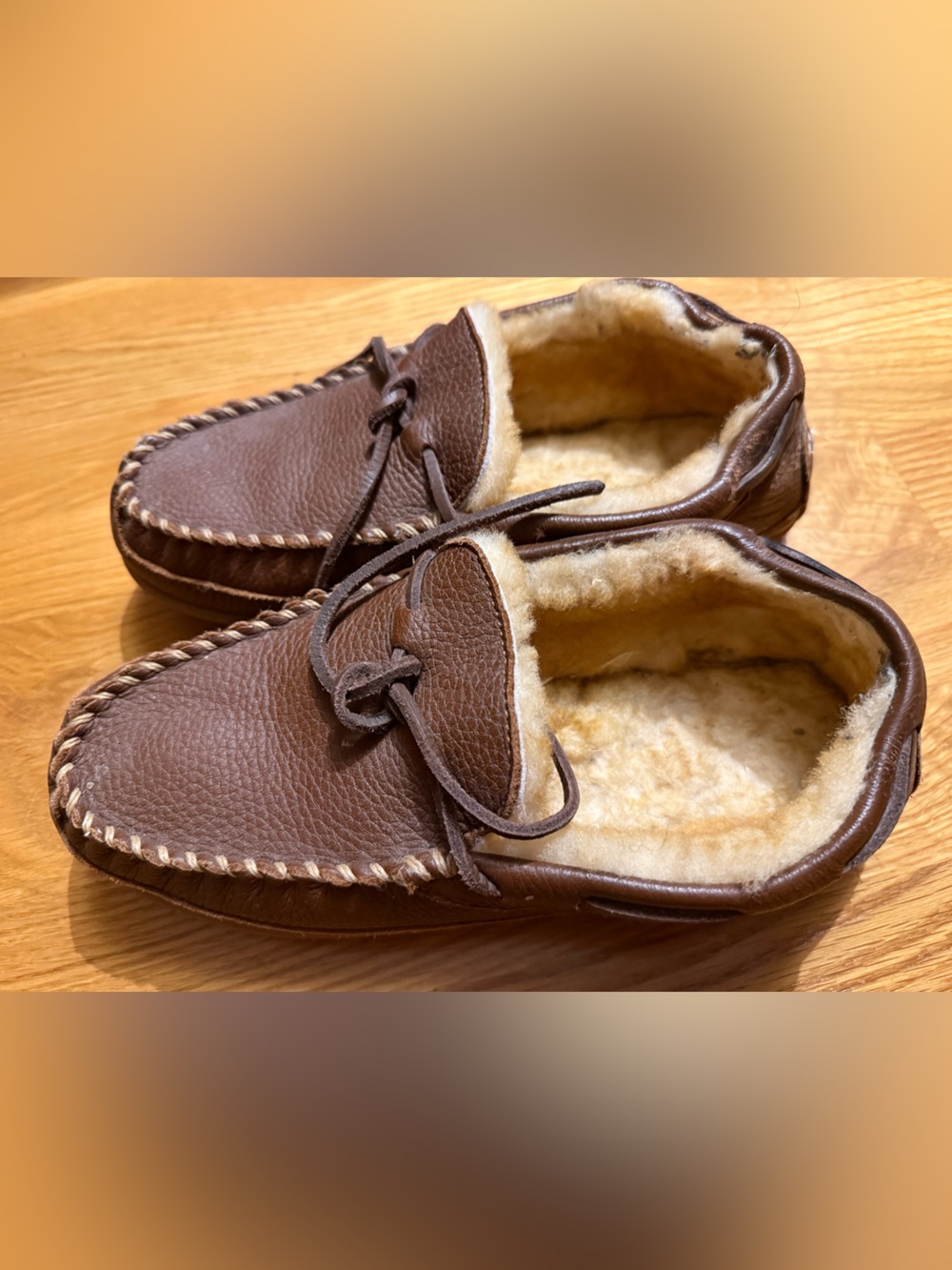 L.L.Bean Wicked Good Slipper Moccasins Brown Grained Leather 8 - Picture 2 of 6